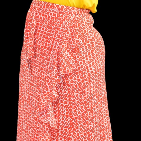 Cleobella Evangeline Wrap Skirt Red Print Maxi Anthropologie White Ruffle Medium - Picture 5 of 15